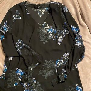Dressbarn Flower Long Sleeve Blouse